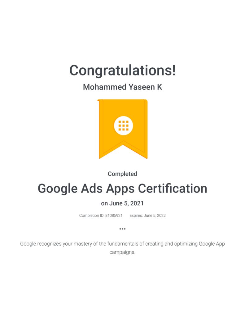 Google Ads Apps Certifications - kmydigital