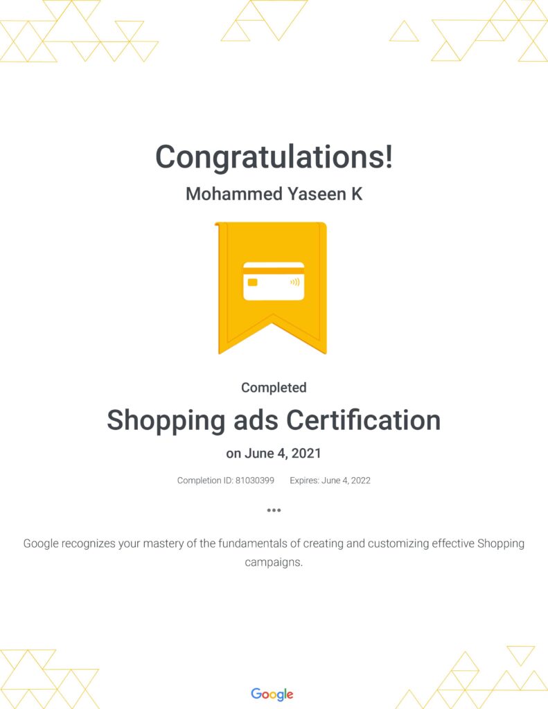 Google Shopping Ads Certifications - kmydigital